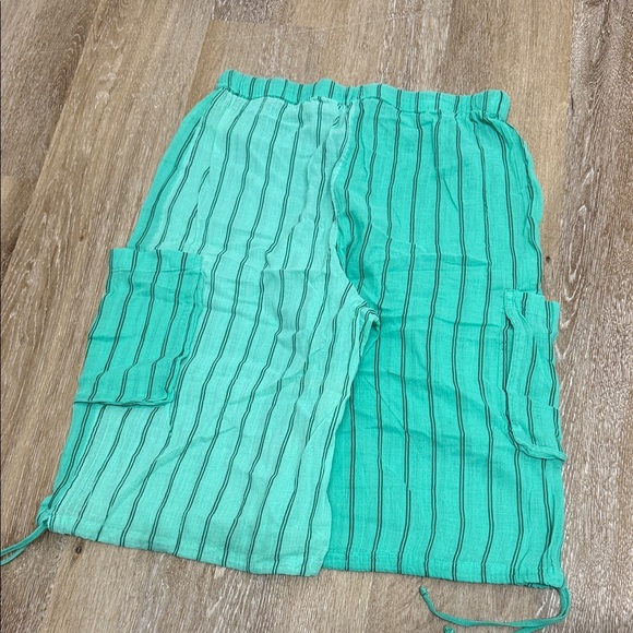 Free People Size SP Green Striped Women Shorts - Picture 2 of 10